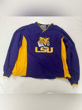 Vintage Y2K LSU Tigers Pullover Windbreaker Jacket Purple Gold Medium NCAA